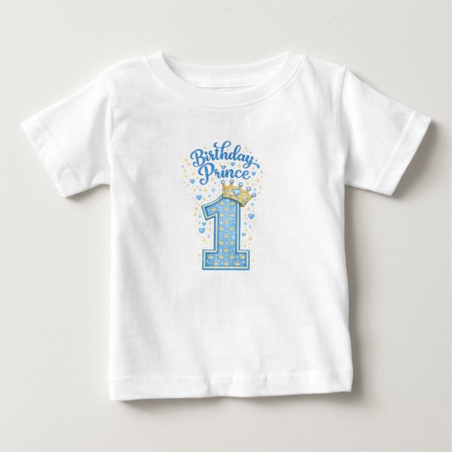 De Bebé Camiseta Cumpleaños Príncipe 1 (Anverso)