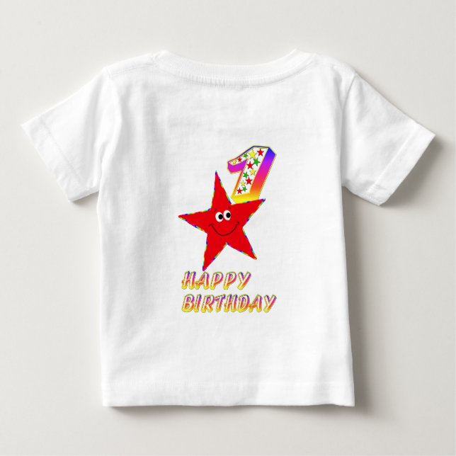 De Bebé Camiseta Cute Blue Star Birthday Boy (Reverso)
