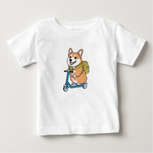 De Bebé Camiseta Cute Corgi Scooter Kids