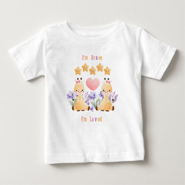 De Bebé Camiseta Cute Giraffe Baby | Soy valiente - Soy qu (Anverso)