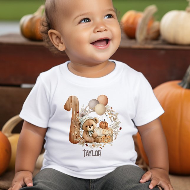De Bebé Camiseta Cute Teddy Bear Fall Beary 1er cumpleaños (Cute Teddy Bear Fall Beary 1st Birthday T-shirt)