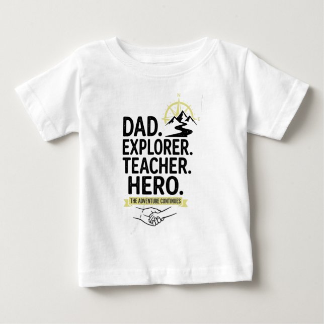 De Bebé Camiseta Dad Explorer Teacher Hero | Padre Aventur (Anverso)