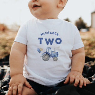 De Bebé Camiseta del 2º cumpleaños del tractor azul