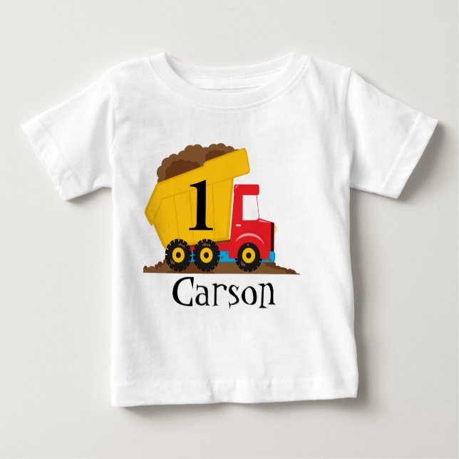 De Bebé Camiseta del cumpleaños del camión volquete (Anverso)