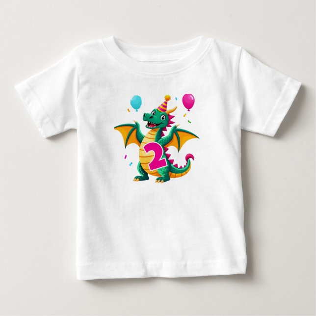 De Bebé Camiseta del dragón del segundo cumpleaños (Anverso)