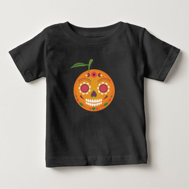 De Bebé Camiseta del niño del negro del cráneo del azúcar (Anverso)