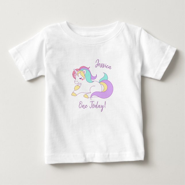 De Bebé Camiseta del unicornio uno hoy (Anverso)