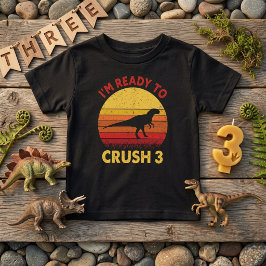 De Bebé Camiseta Dino Cumpleaños Listo para Aplastar 3