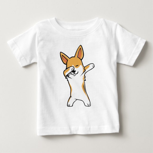 De Bebé Camiseta divertida del Corgi que frota (Anverso)