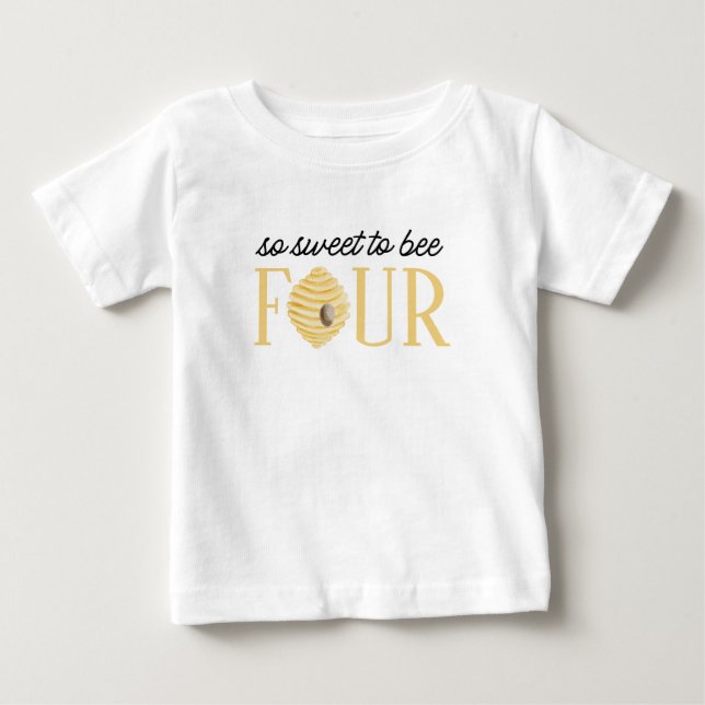 De Bebé Camiseta dulce abeja cumpleaños 4 (Anverso)