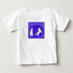 De Bebé Camiseta dulce con dos gatos parlantes en azul rea