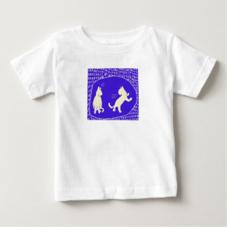 De Bebé Camiseta dulce con dos gatos parlantes en azul rea