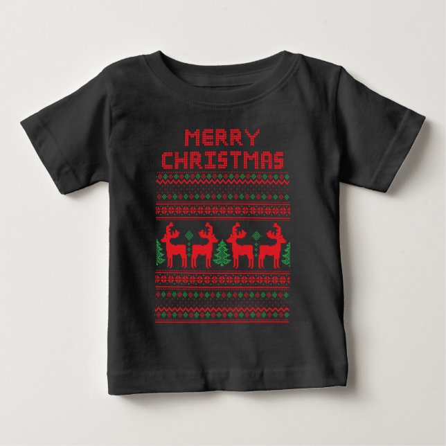 De Bebé Camiseta estilo arte pixel NAVIDAD FELIZ (Anverso)