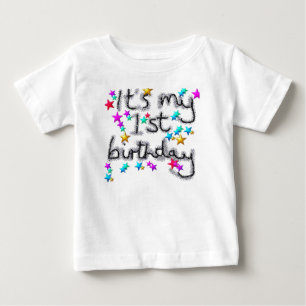 De Bebé Camiseta estrellada del 1r primer cumpleaños del