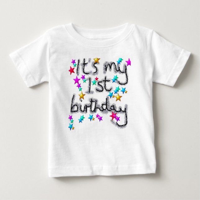 De Bebé Camiseta estrellada del 1r primer cumpleaños del (Anverso)