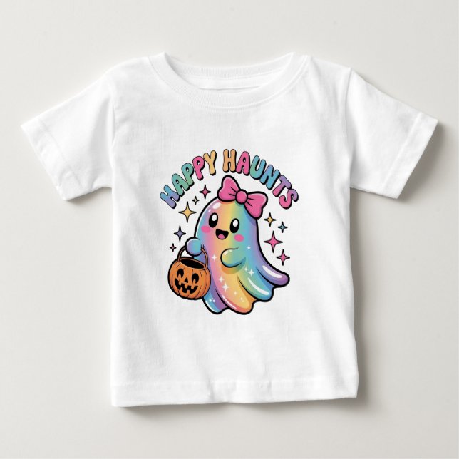 De Bebé Camiseta Fantasma Arcoíris Pastel – Kawaii Hallowe (Anverso)