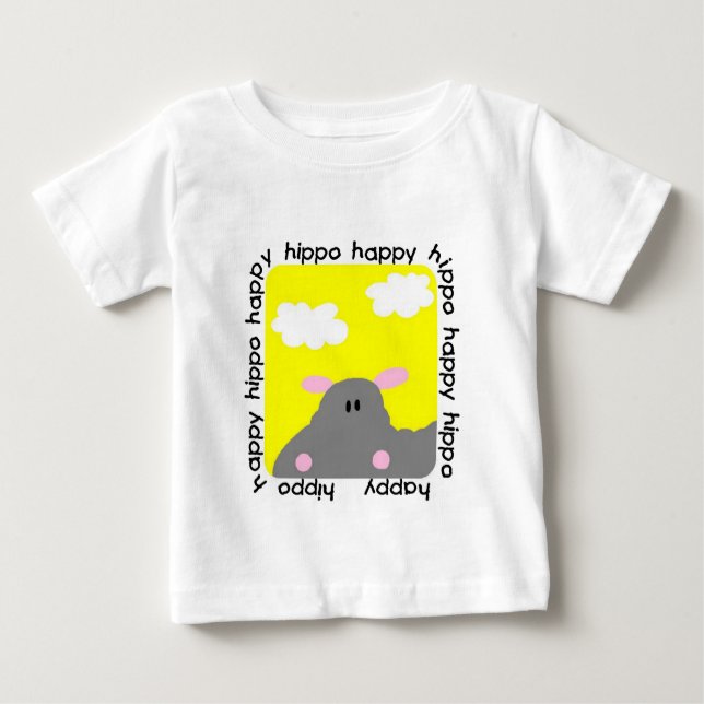 De Bebé Camiseta feliz del volante del niño del hipopótamo (Anverso)