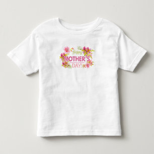 De Bebé Camiseta feliz floral elegante del volante del dí