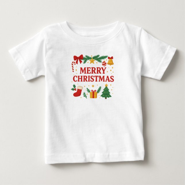 De Bebé Camiseta Feliz Navidad (Anverso)