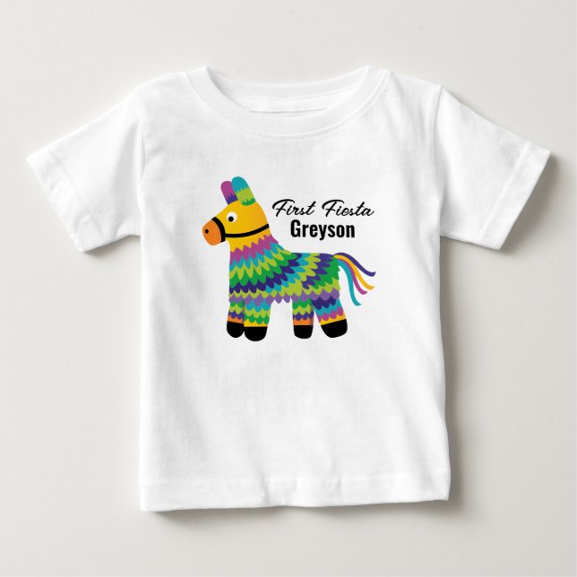 De Bebé Camiseta Fiesta Cumpleaños Piñatas Lindas Primer C (Anverso)