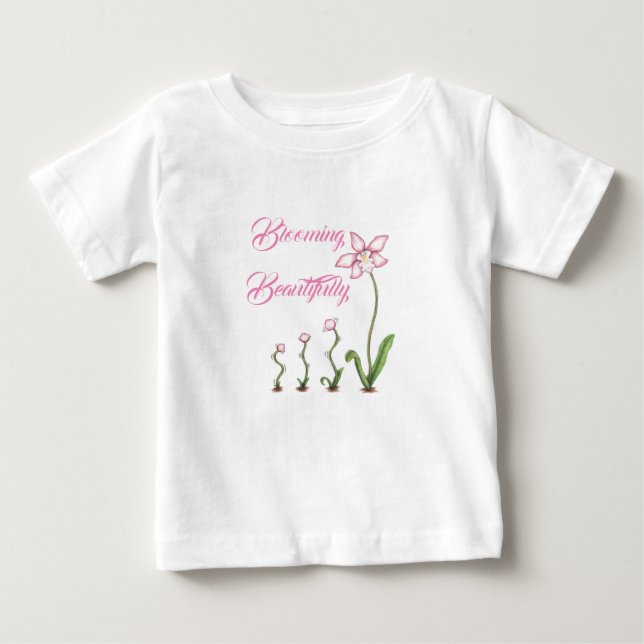 De Bebé Camiseta floral en crecimiento (Anverso)