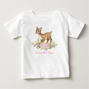 De Bebé Camiseta floral rosada del niño del cumpleaños d
