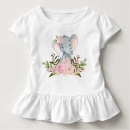 De Bebé Camiseta floral rosada del niño del cumpleaños del