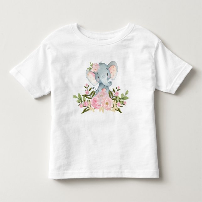 De Bebé Camiseta floral rosada del niño del cumpleaños del (Anverso)