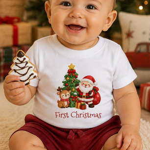 De Bebé Camiseta fresca y moderna para el primer Navidad d