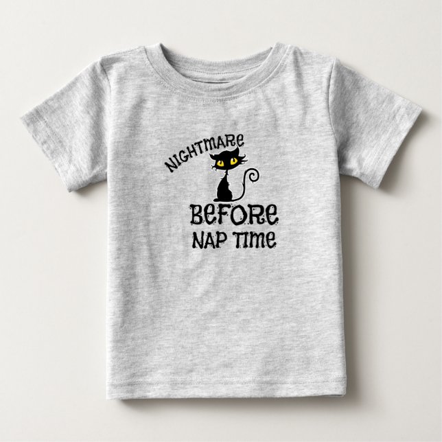 De Bebé Camiseta Gato Negro Halloween (Anverso)