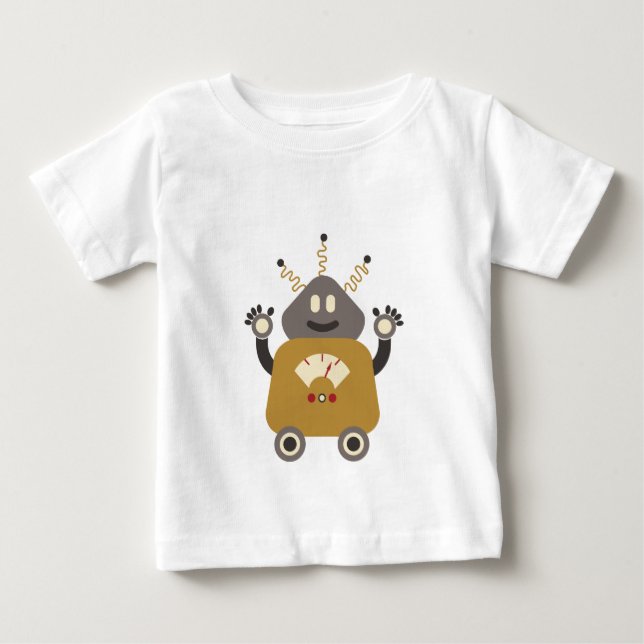 De Bebé Camiseta Graciosa Retro Robot (Anverso)