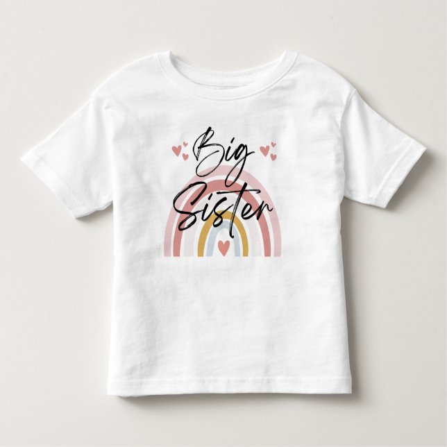 De Bebé Camiseta Gran Hermana Arcoiris y Corazón (Anverso)