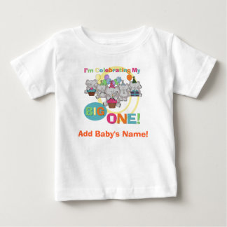 De Bebé Camiseta grande del cumpleaños del elefante una
