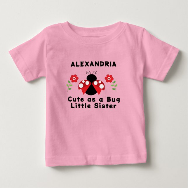 De Bebé Camiseta Hermana Pequeña Linda como una Mariquita (Anverso)