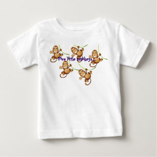 De Bebé Camiseta infantil blanca con cinco pequeños monos