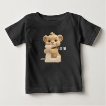 Camiseta infantil con león adorable y letra L | Al