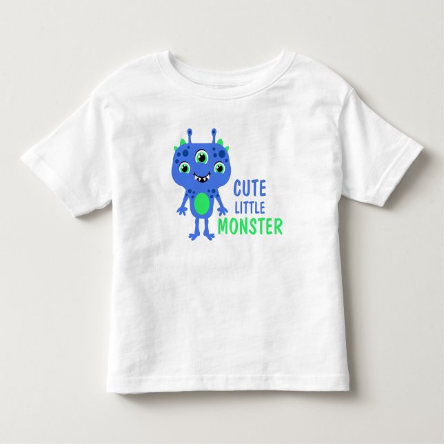 De Bebé Camiseta infantil divertida del monstruo azul y ve (Anverso)