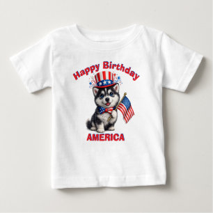 De Bebé Camiseta infantil Husky Puppy (2a) Patriótica