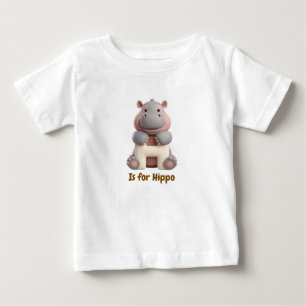 De Bebé Camiseta Infantil Letra H Hipopótamo Adorable   Al