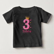 Camiseta infantil para tercer cumpleaños con coron