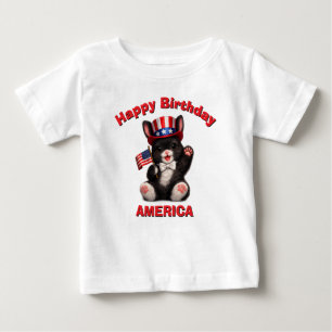 De Bebé Camiseta infantil patriótica Black Bunny (5ap)