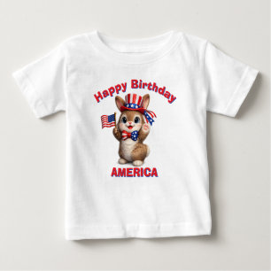 De Bebé Camiseta infantil patriótica Brown Bunny (5ae)