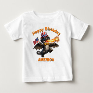 De Bebé Camiseta infantil patriótica del Dragón Negro (6d)