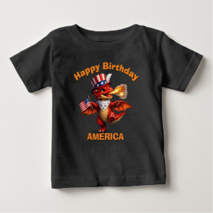 De Bebé Camiseta infantil patriótica del Dragón Rojo (6e)