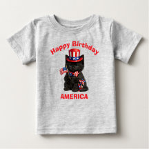 Camiseta infantil patriótica Gatito negro (1c)