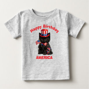 De Bebé Camiseta infantil patriótica Gatito negro (1c)