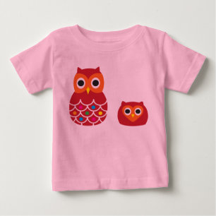 De Bebé Camiseta infantil, rosa, BÚHOS ROJOS