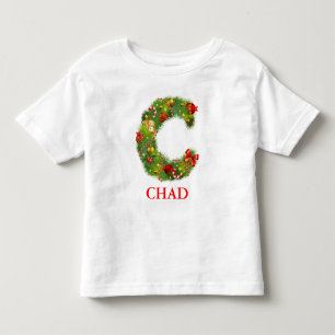 De Bebé camiseta inicial del monograma del navidad C