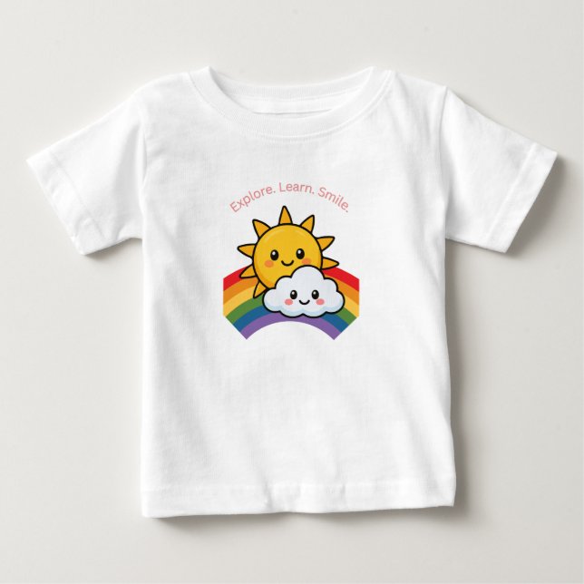 De Bebé camiseta kids Explora. Aprende. Sonríe (Anverso)