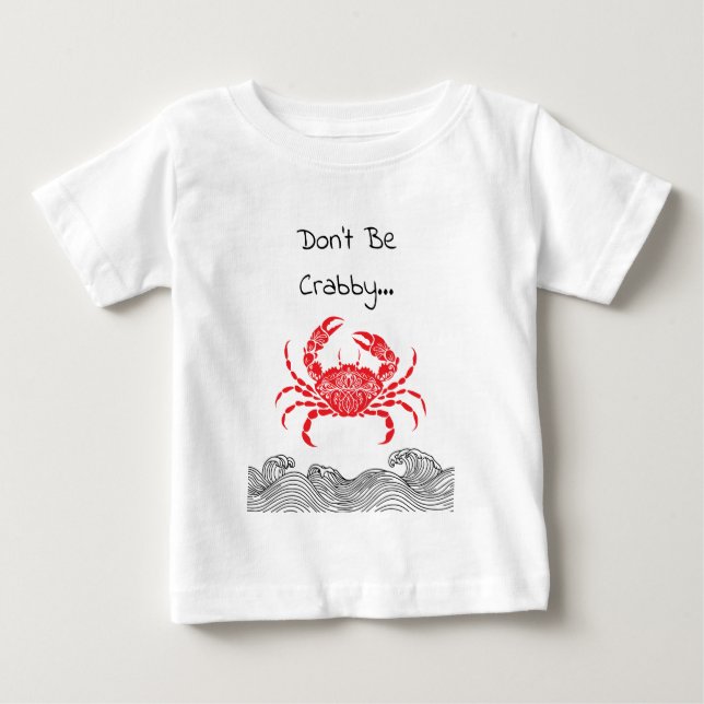 De Bebé Camiseta Mandala Cangrejo Rojo y Olas (Anverso)